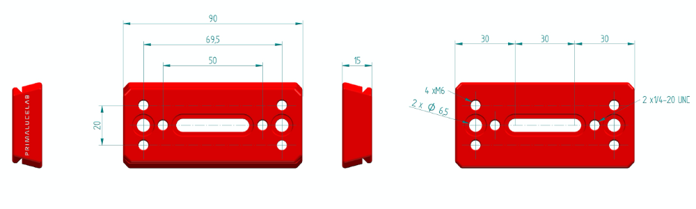 Plaques PrimaLuceLab PLUS Vixen - Dimensions 90 mm