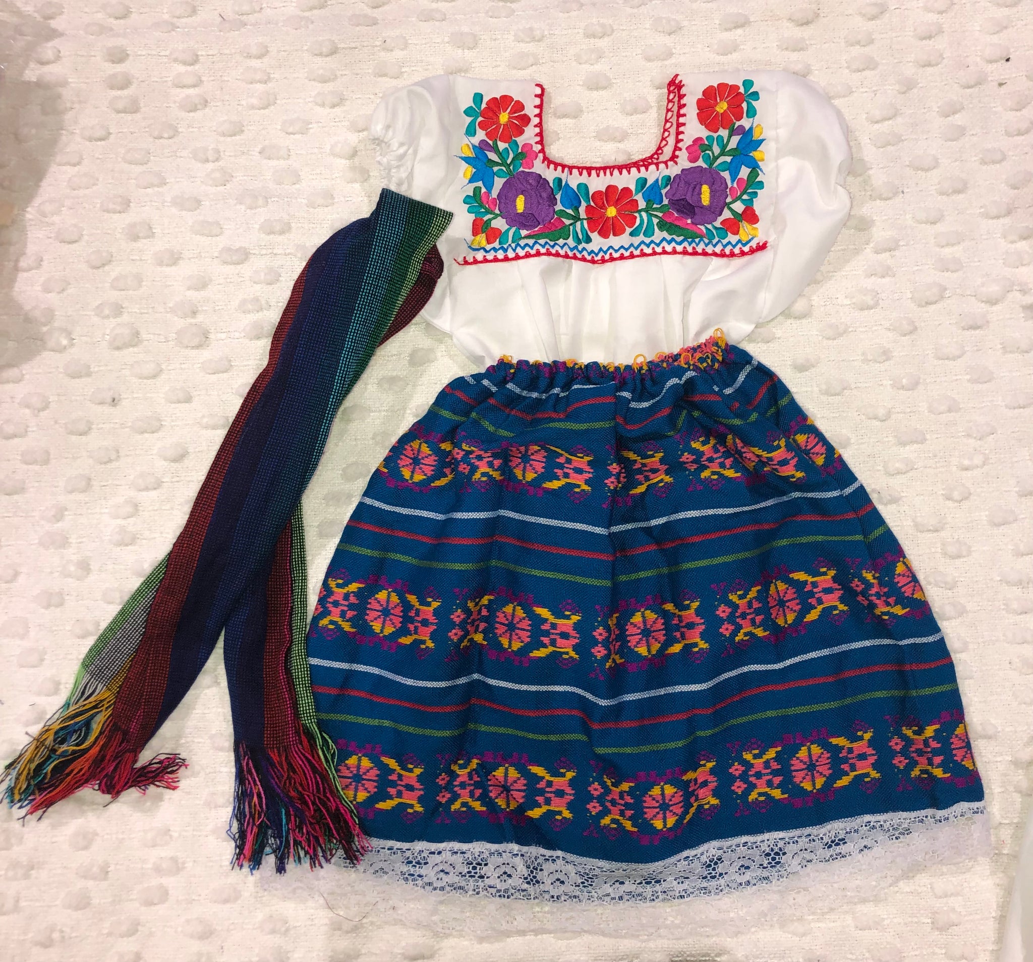 Mexican Girl Set, Traditional Mexican Girl outfit 3 Pieces. – Malintzyn