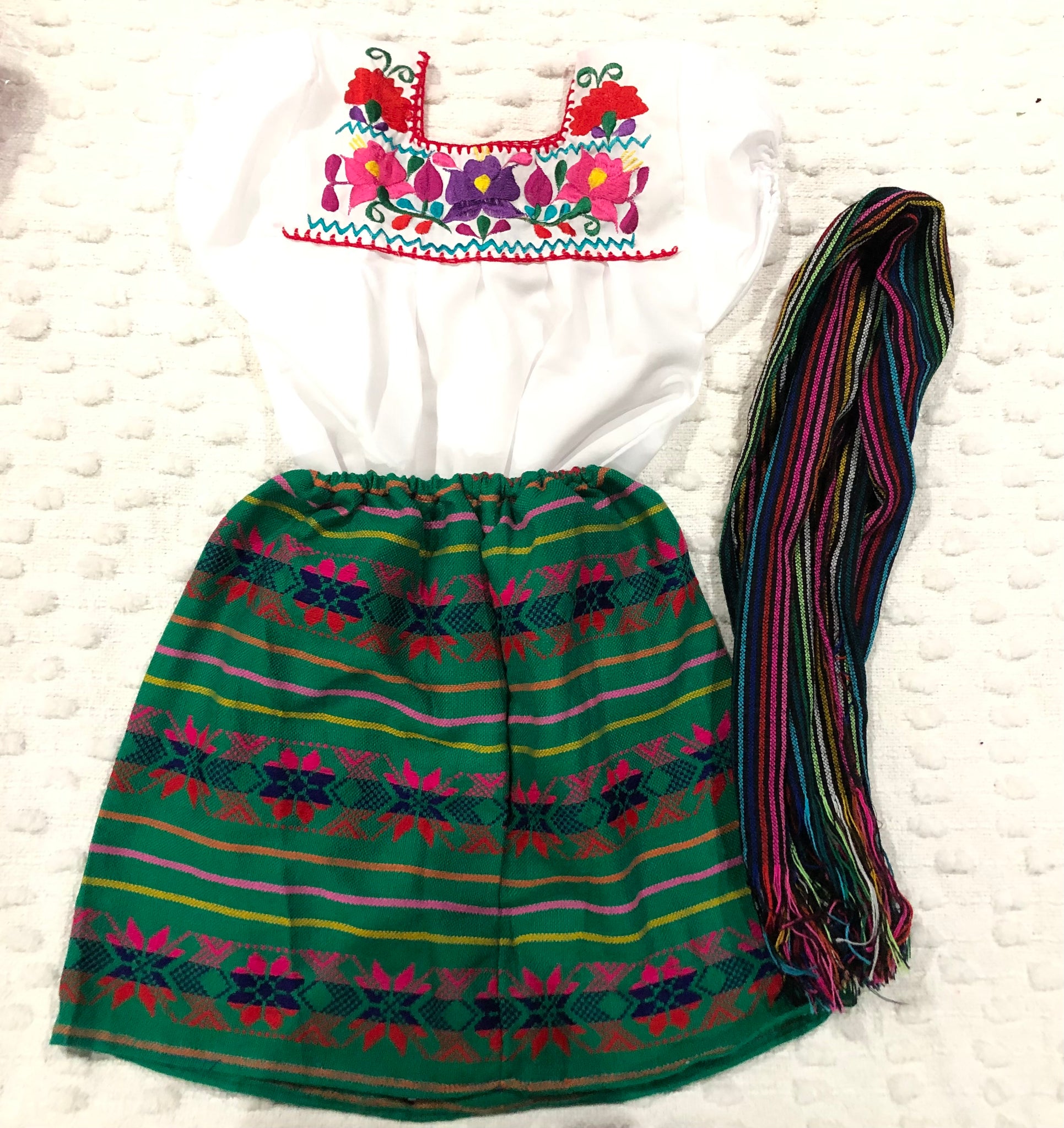 Mexican Girl Set, Traditional Mexican Girl outfit 3 Pieces. – Malintzyn