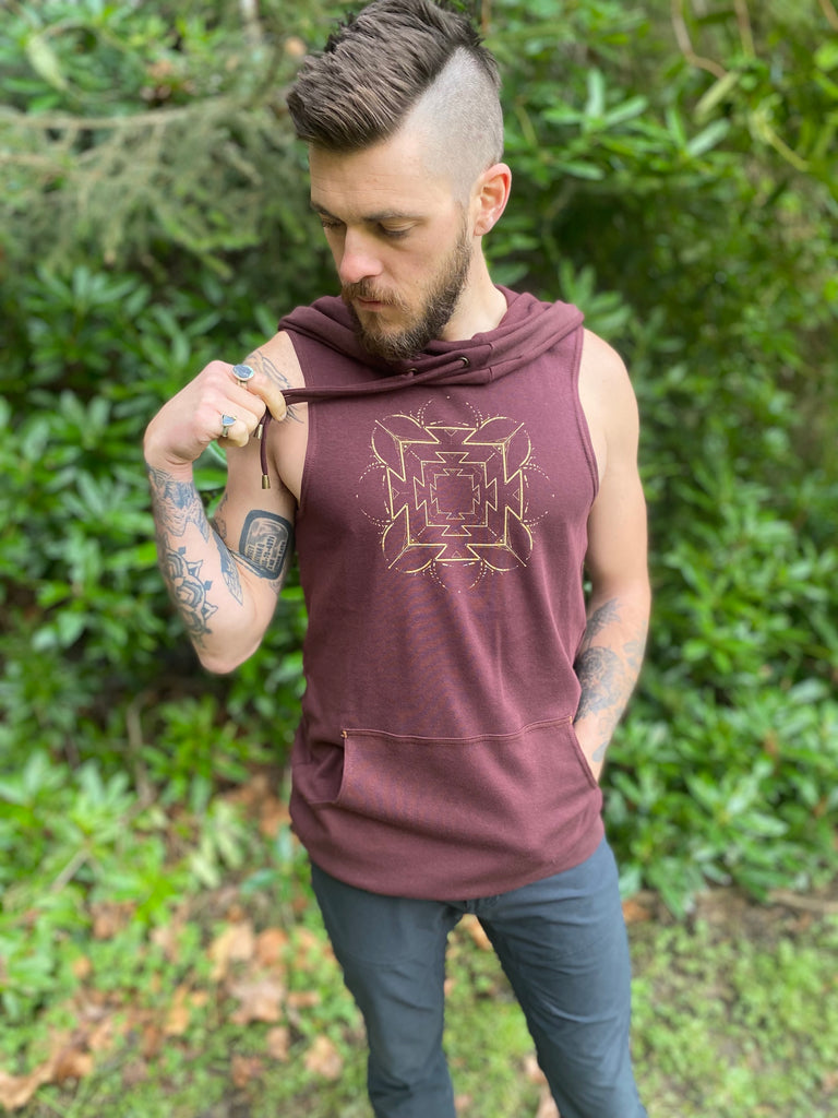 Organic Cotton Sacred Geometry Sleeveless Hoodie