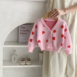 Baby Girl Valentines Day Love Heart Cardigan - The Little Holiday Shop - Baby Girl Valentines Day Outfit
