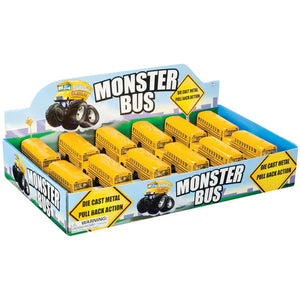 Monster School Bus, Pull Back Action, Die-Cast - New Waverly Feed, Farm & Firearms - Monster School Bus