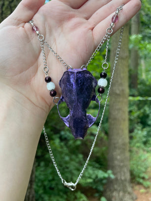 Metallic Violet Mink Skull Necklace - peculiar-and-odd-market