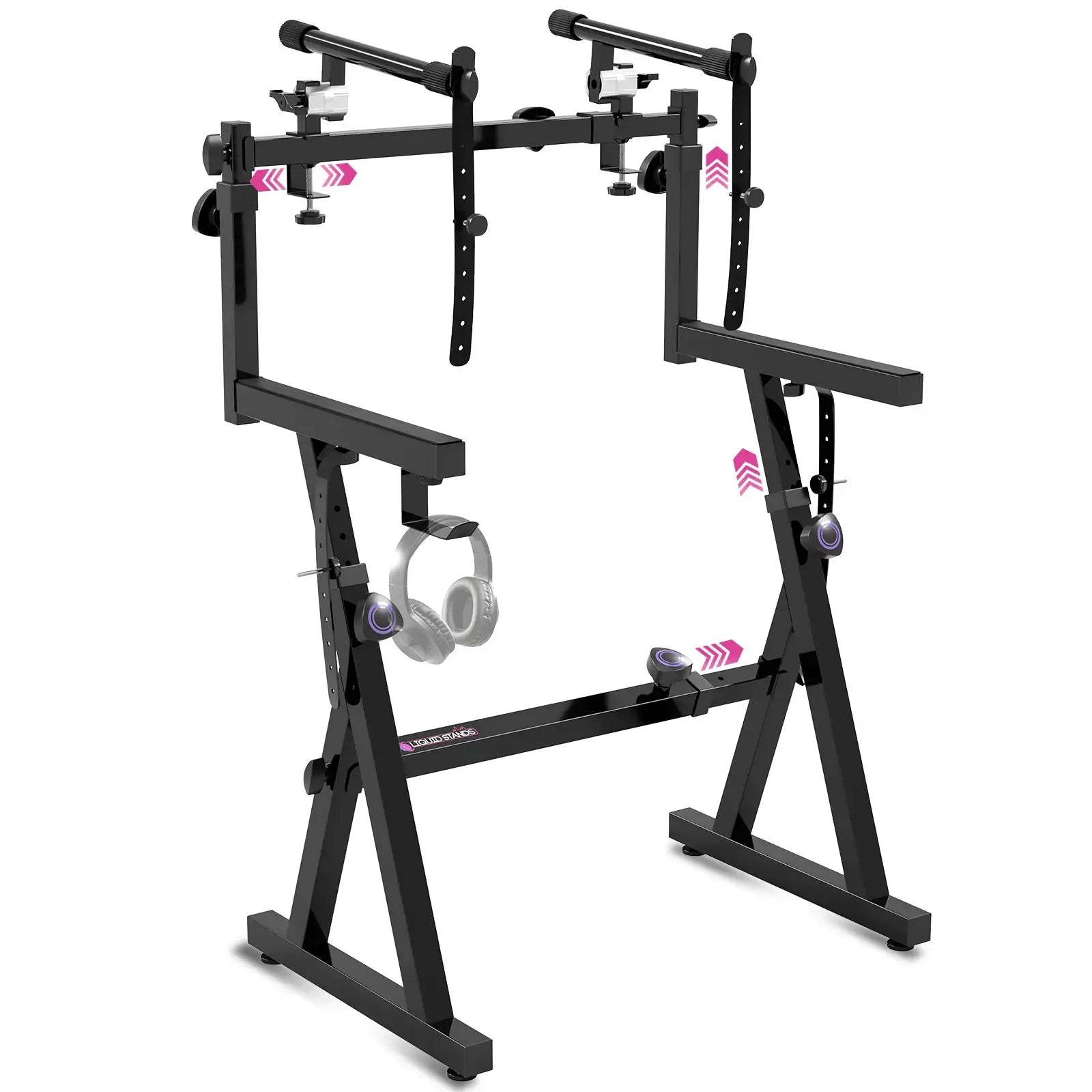 WS Adjustable Black Z Style Keyboard Stand w/ 2nd Tier