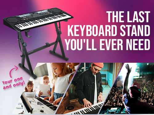 Basics Heavy Duty Keyboard and Piano Z-Shape Style Stand, Black
