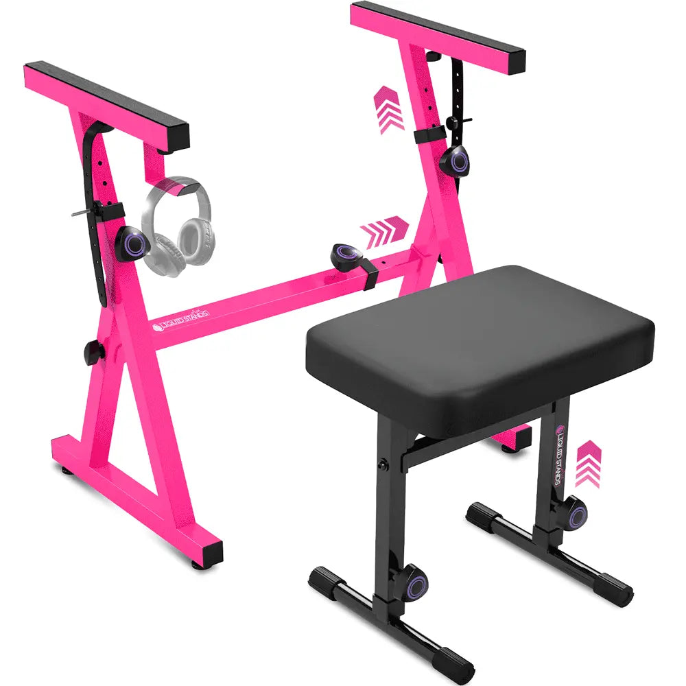 Pink Piano Keyboard Stand and Bench Set
