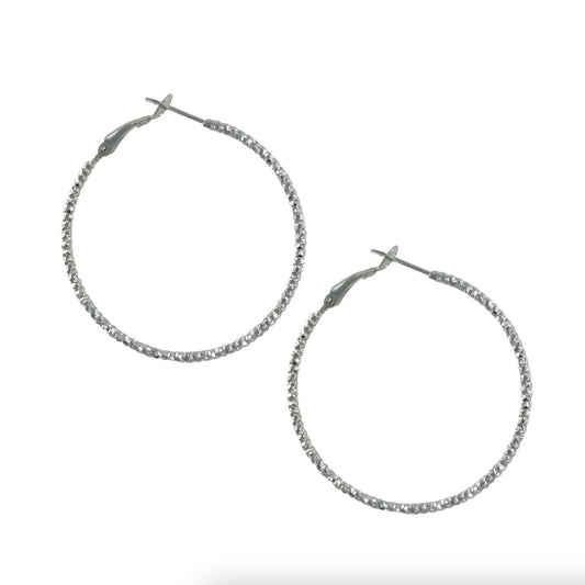 45mm Silver Thin Hoop Earrings