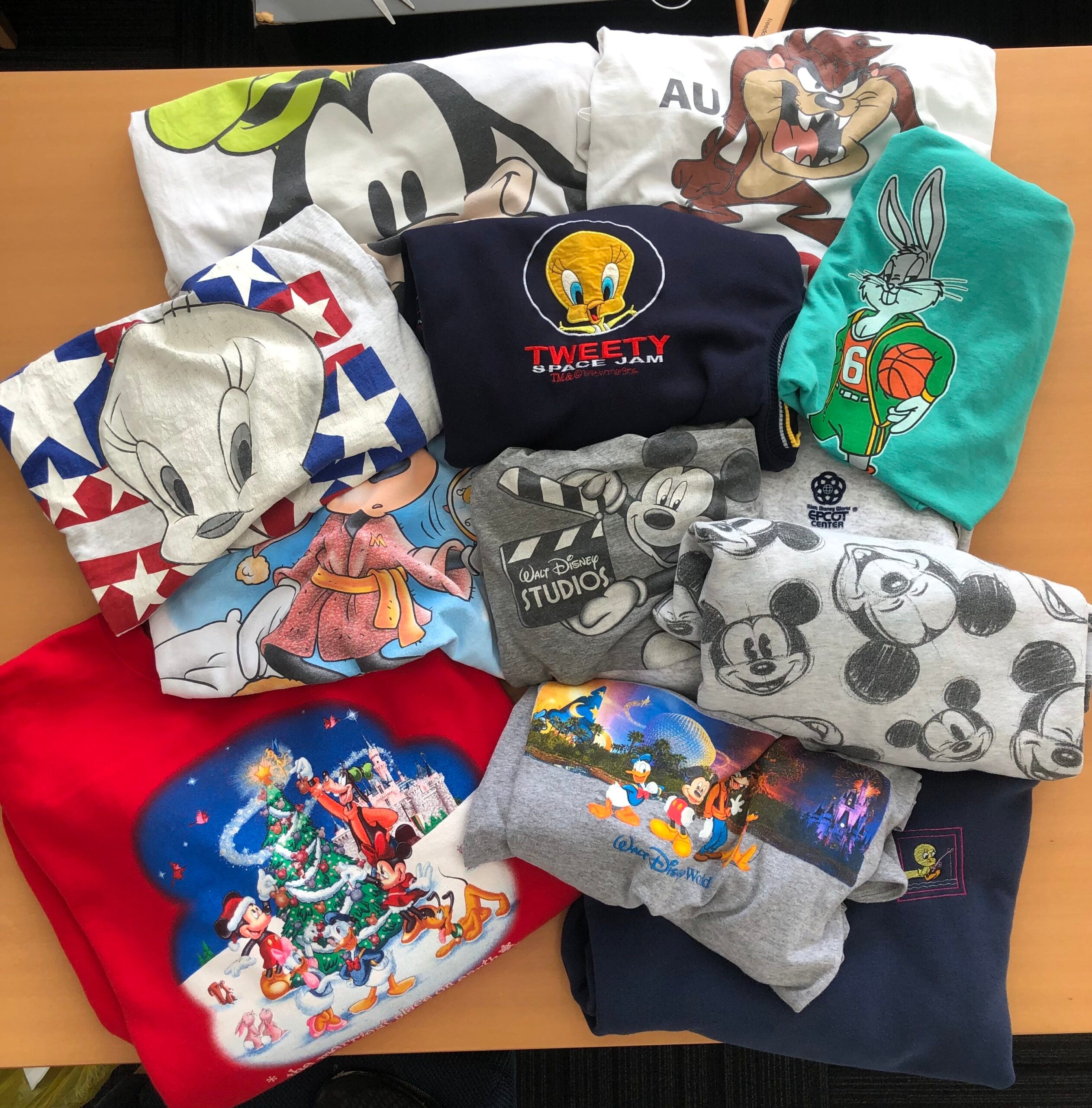 BOX3:Disney/Cartoon Premium Vintage T-Shirt and Crewneck Wholesale Bundle- 12 Piece