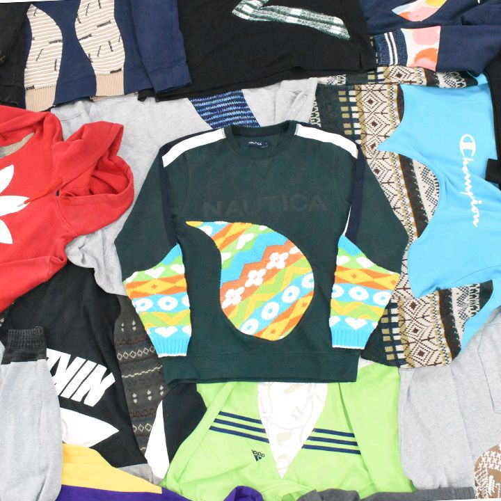 Upcycled branded sweatshirts and hoodies