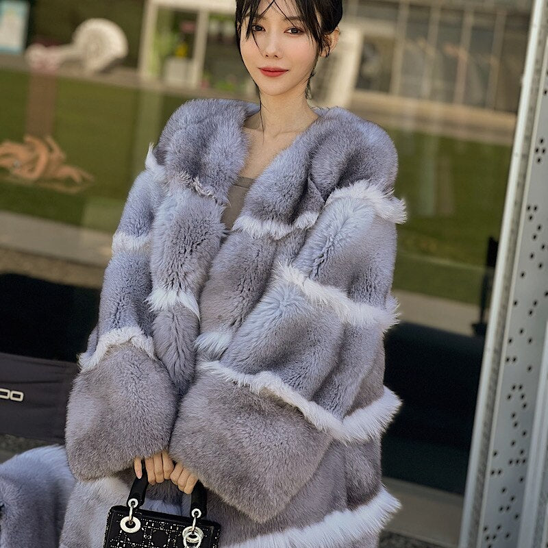 Luxury X-Long Fur Coat Detachable Big Fur Collar – Giftod.com