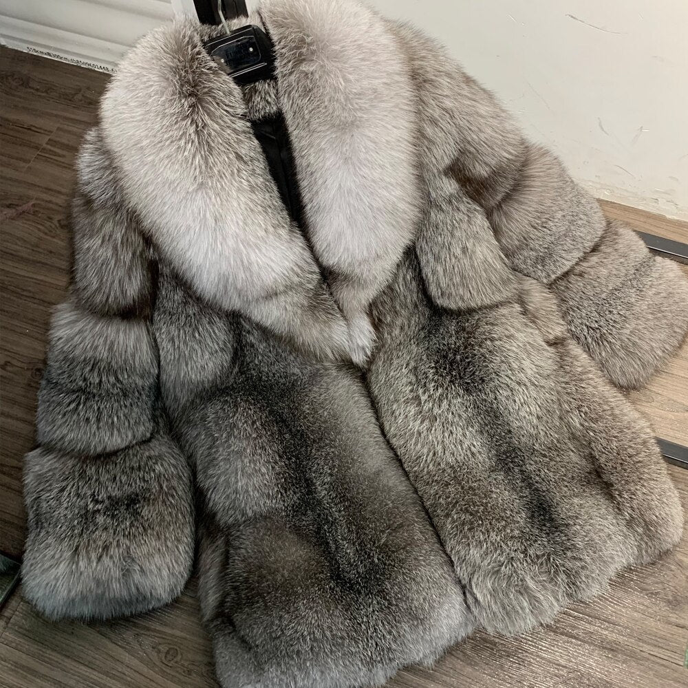 Full Pelt Big Collar Natural Fox Fur Coats – Giftod.com