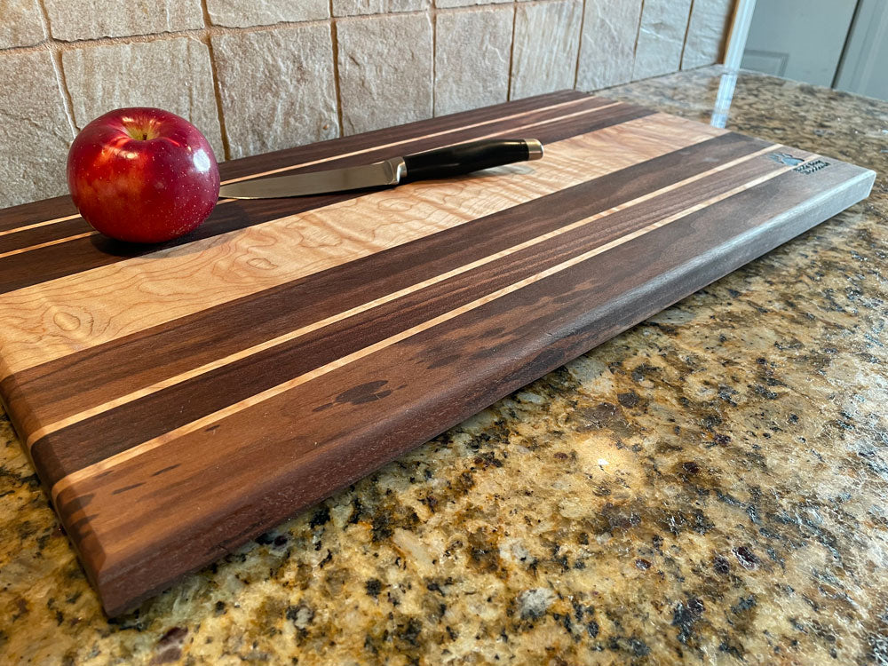 Black Walnut, Cherry and Maple Cutting Board (12x12) - Shape of Yew