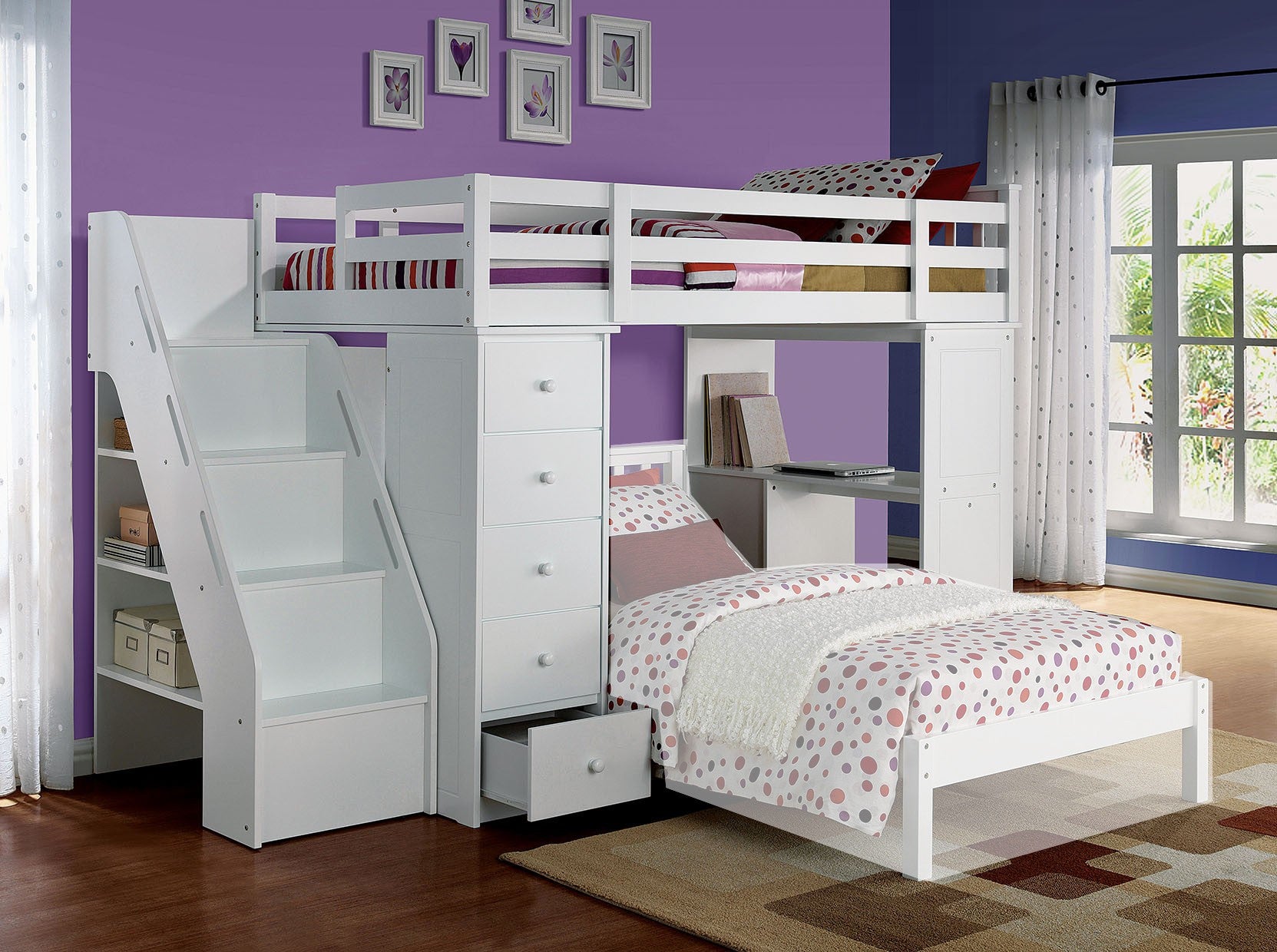 Freya Twin Loft Bed and Bookcase Ladder by ACME - Payless ...