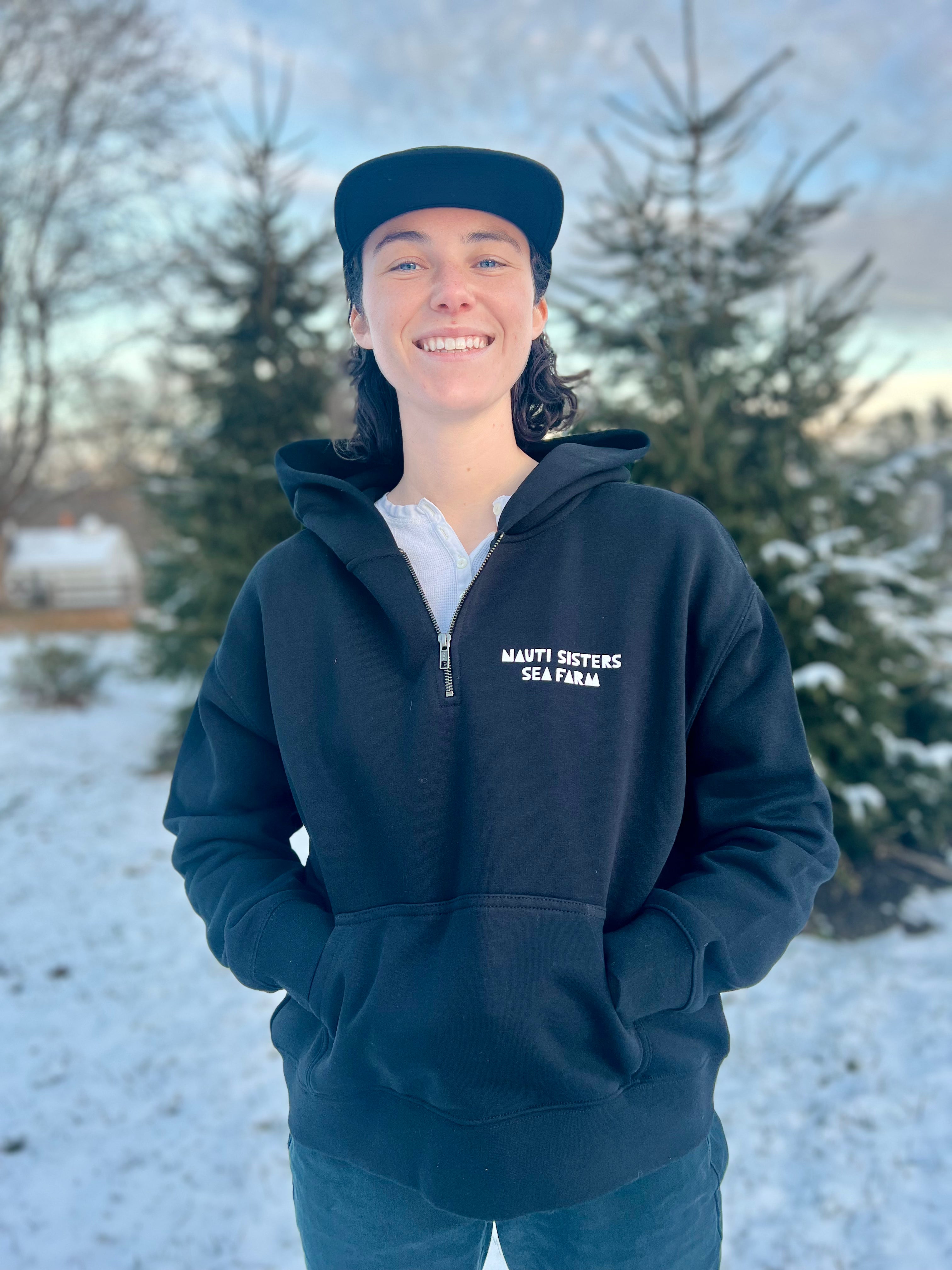 Black Cotton Quarter Zip