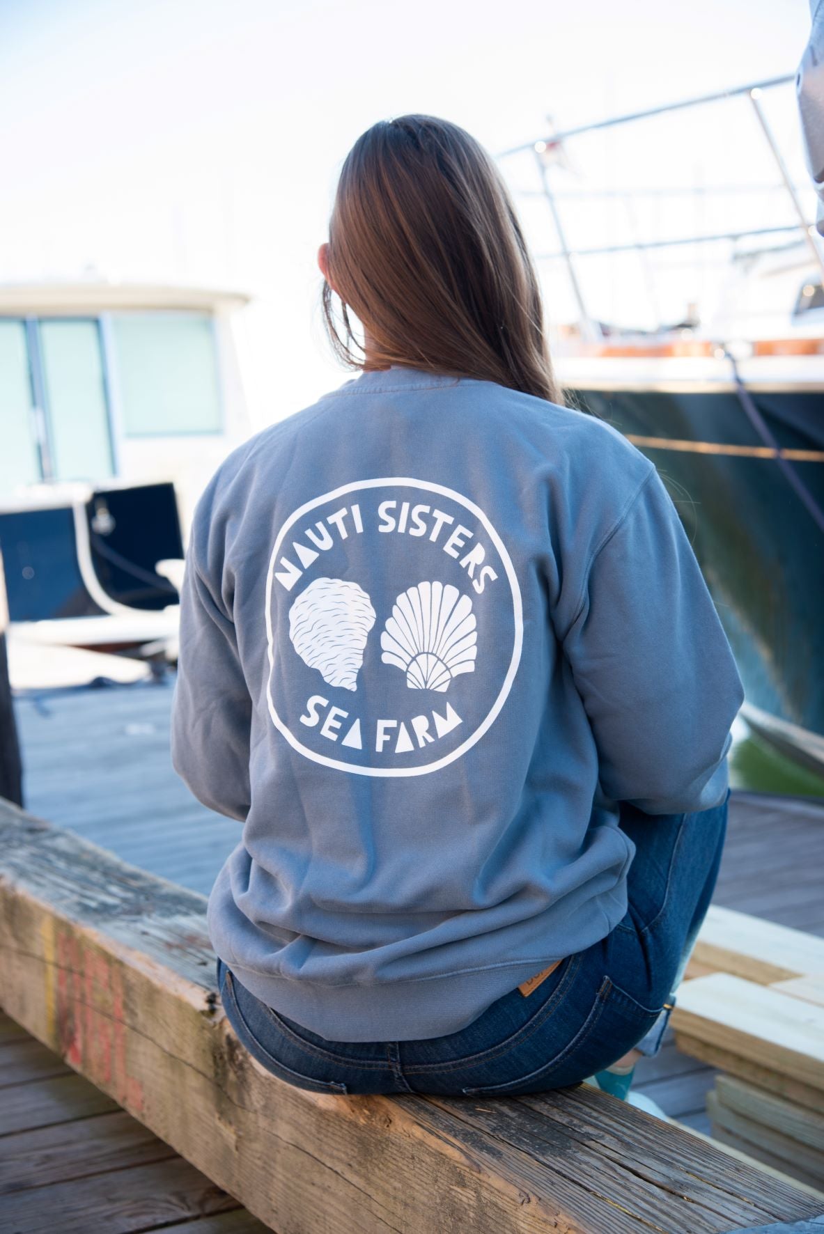 Nauti Sisters Crew Neck - Slate Blue – Nauti Sisters Sea Farm