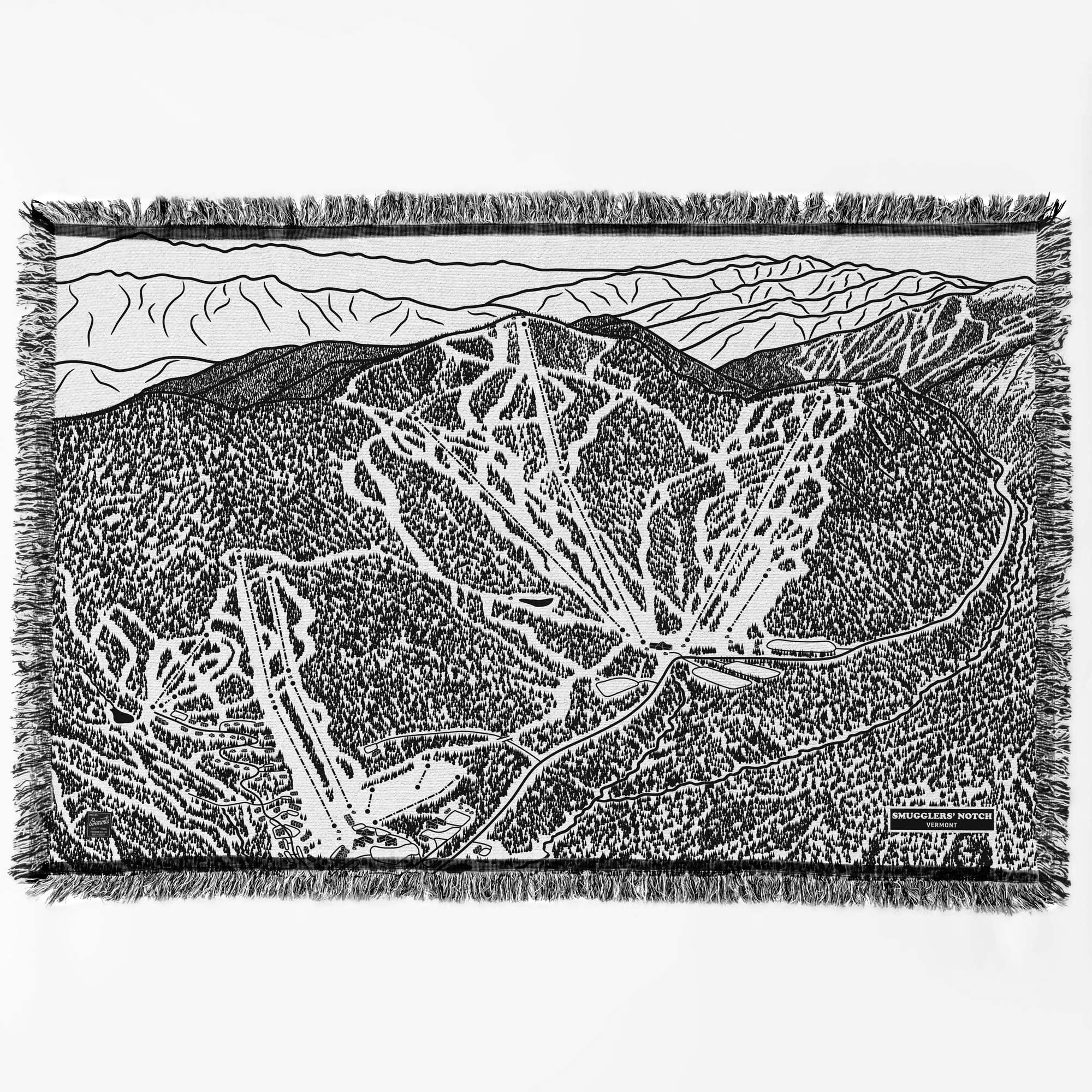 Smugglers' Notch, Vermont Ski Trail Map Blankets