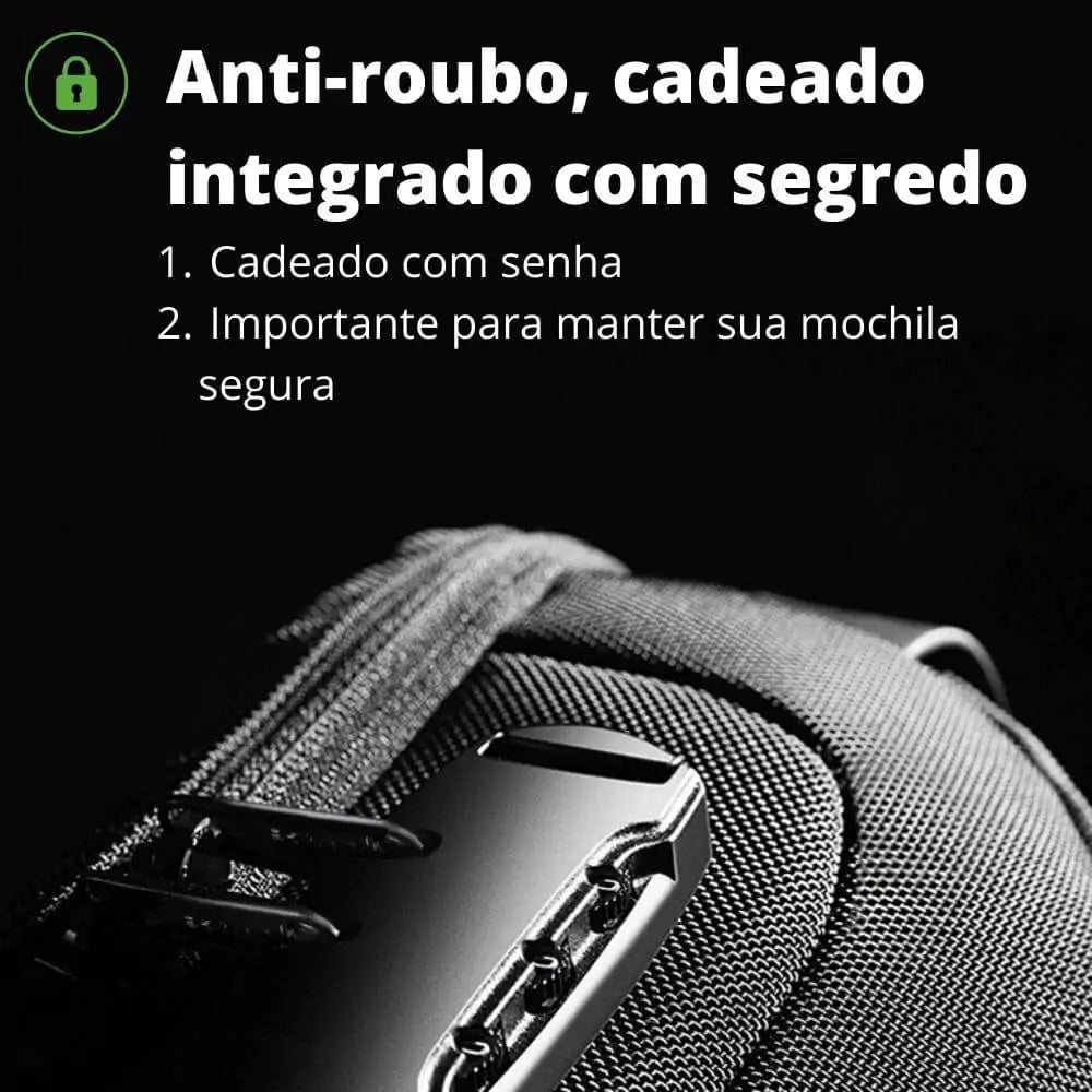 Mochila Multifuncional, Impermeável e Antifurto Com Cadeado - Safe Bag