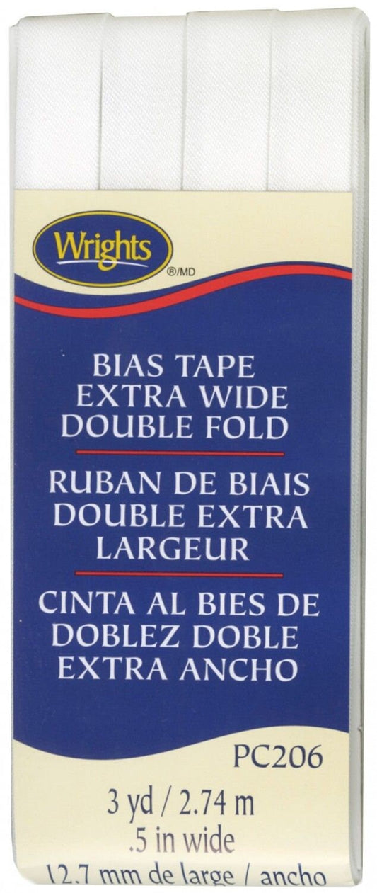 Extra Wide Double Fold Bias Tape White 117206030