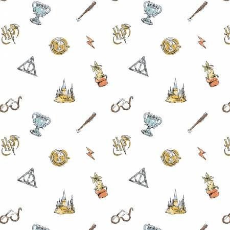 Camelot Fabrics Warner Brothers Marauder's Map on Light Tan Background - 100% Cotton Fabric - Sold by The Yard