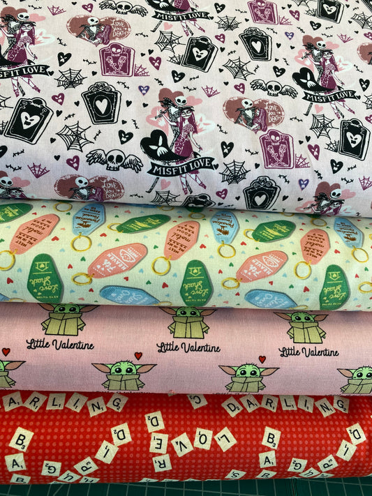 Valentine Lingo - Sweethearts Collections - Black Cotton Fabric by QT  Fabrics