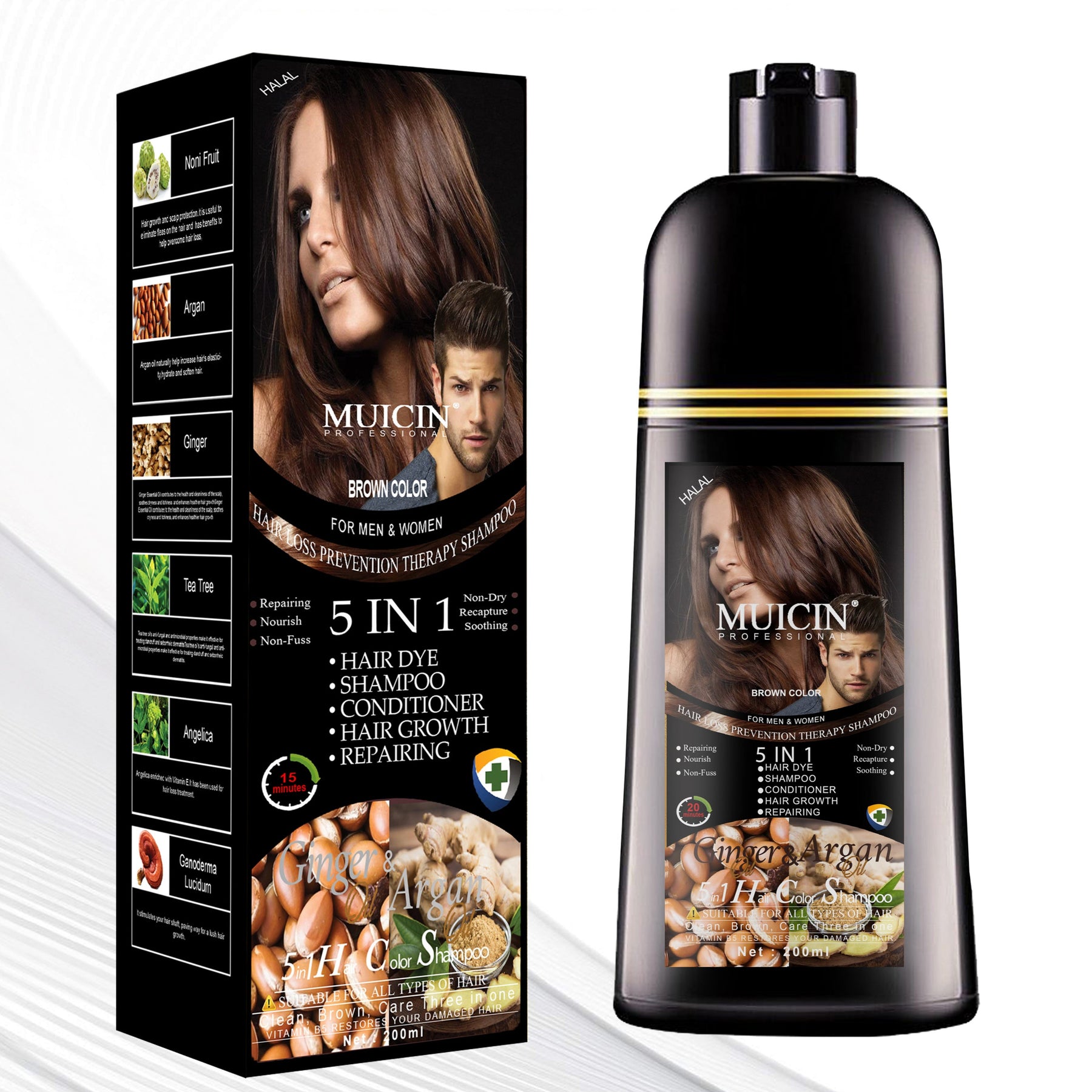 MUICIN - 5 in 1 Hair Color Shampoo With Ginger & Argan Oil Best Price in  Pakistan – Muicin.com