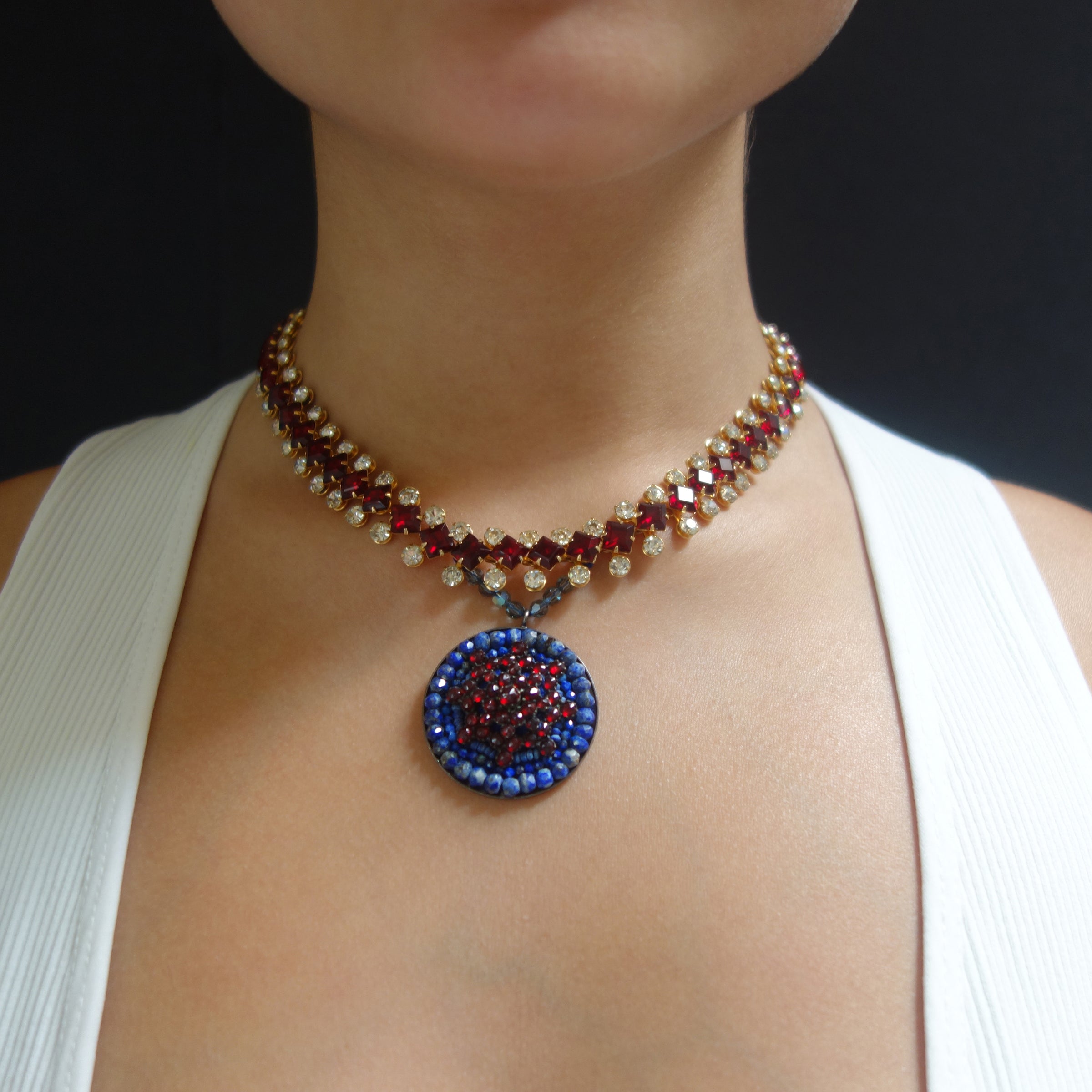 Fireworks in My Heart: Bohemian Glass vintage pin + lapis lazuli