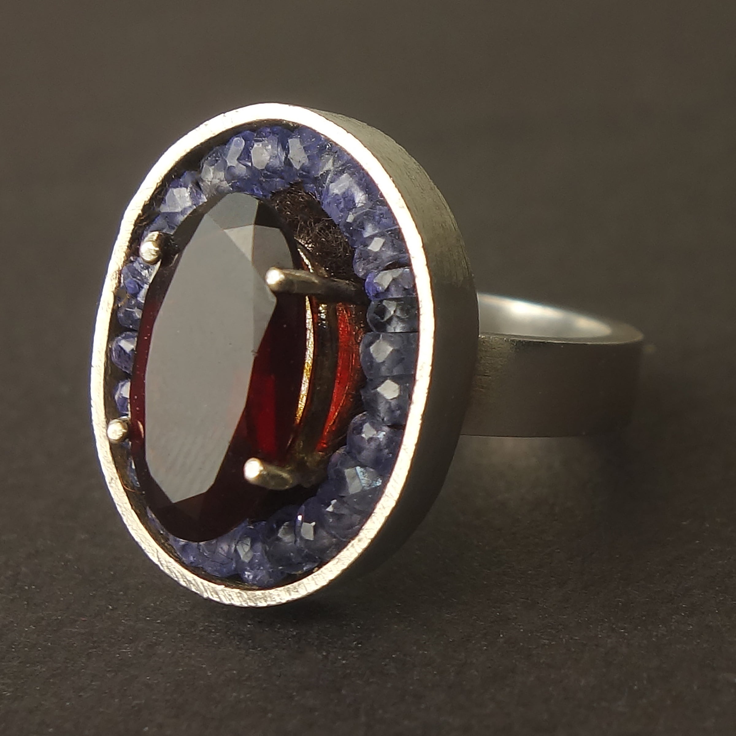 Miss Sparks A Lot: Garnet and Tanzanite mosaic ring