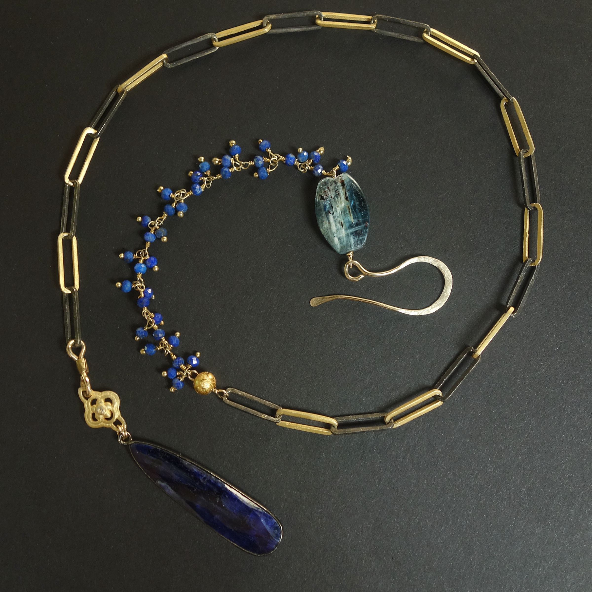 Symphony in blue: kyanite and sapphire adjustable necklace