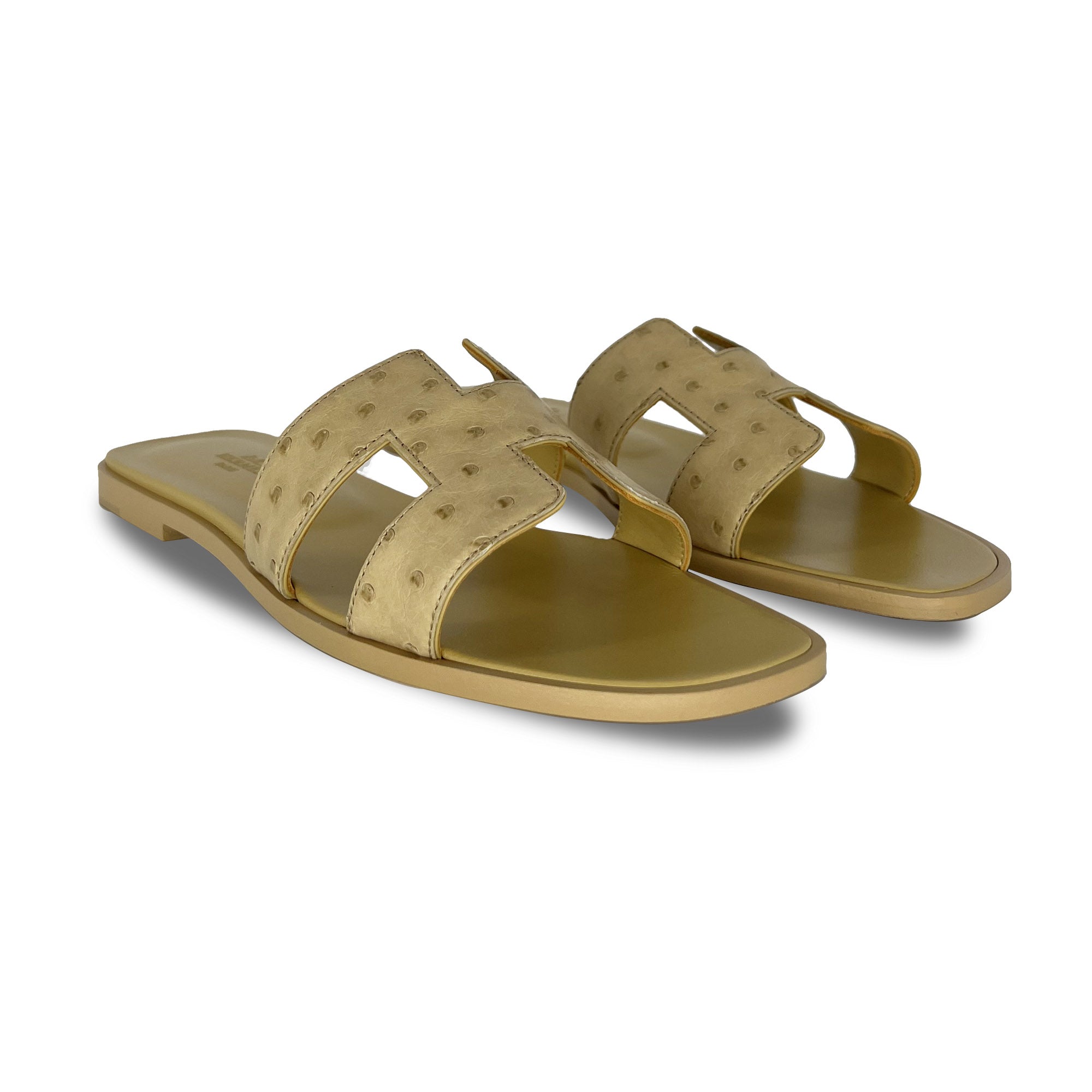 Hermès HERMES SHOES ORAN SANDALS 35 YELLOW EPSOM LEATHER LEATHER SANDAL  SHOES ref.1033214 - Joli Closet