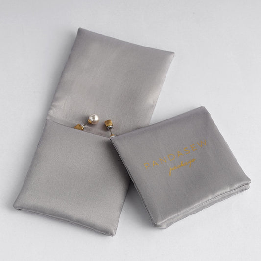 Buy Dark Gray Satin Custom Jewelry Pouch With Logo - Bagwalas