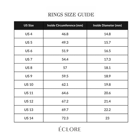 Ring Size Chart – eclorejewelry