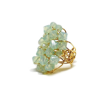 Seafoam green and gold cluster ring