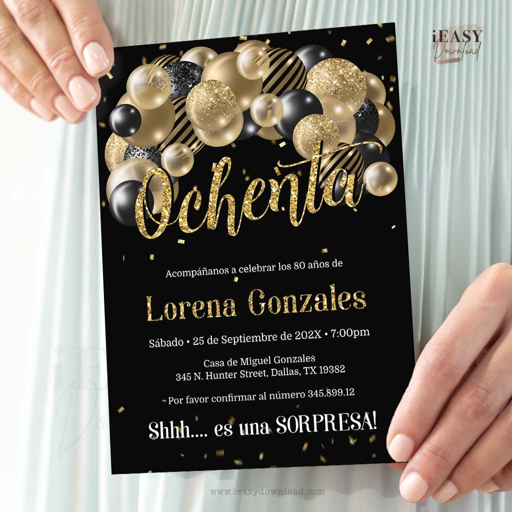 Surprise birthday invitation in Spanish Spanish Birthday Invitation