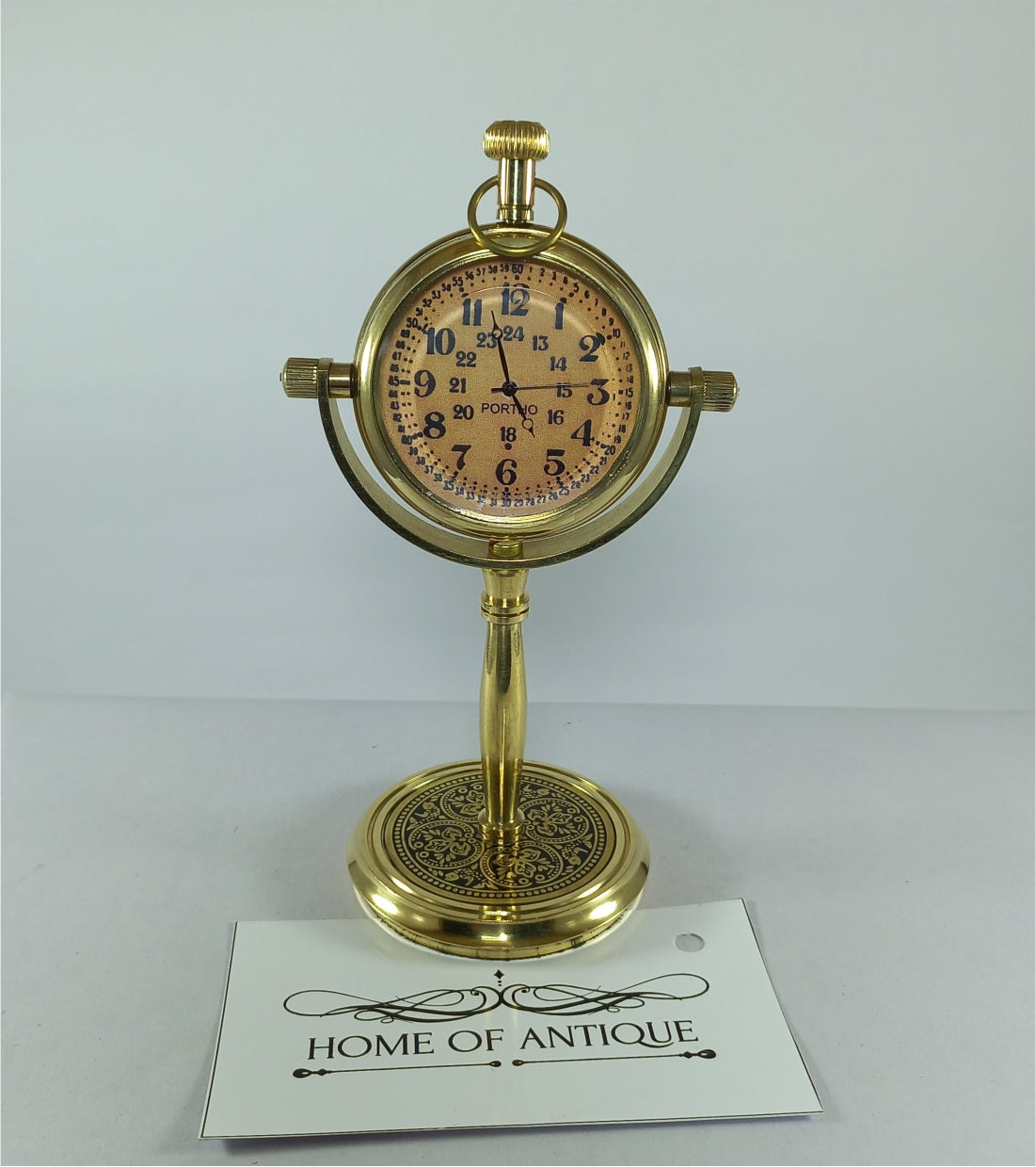 antique brass desk clock