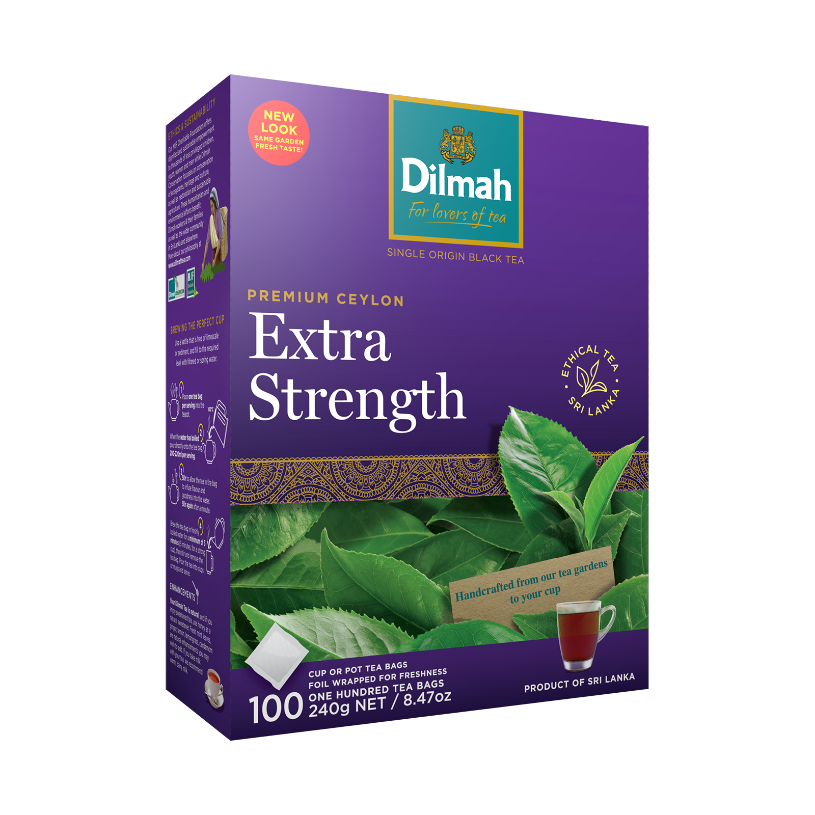 Dilmah Premium Extra Strength Black Tea - 100 Tagless Tea Bags - Dilmah Tea Australia product image