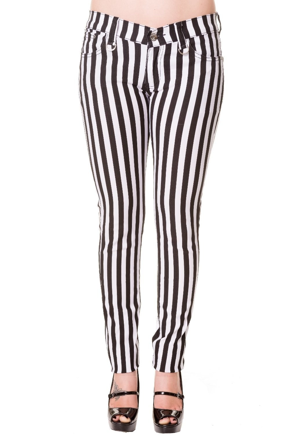 Emo Skinny Jeans Striped Red White Black by Banned Alternative – Banned ...