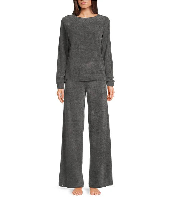 Barefoot Dreams Jersey Roll Pull over & Wide leg pant- Coal