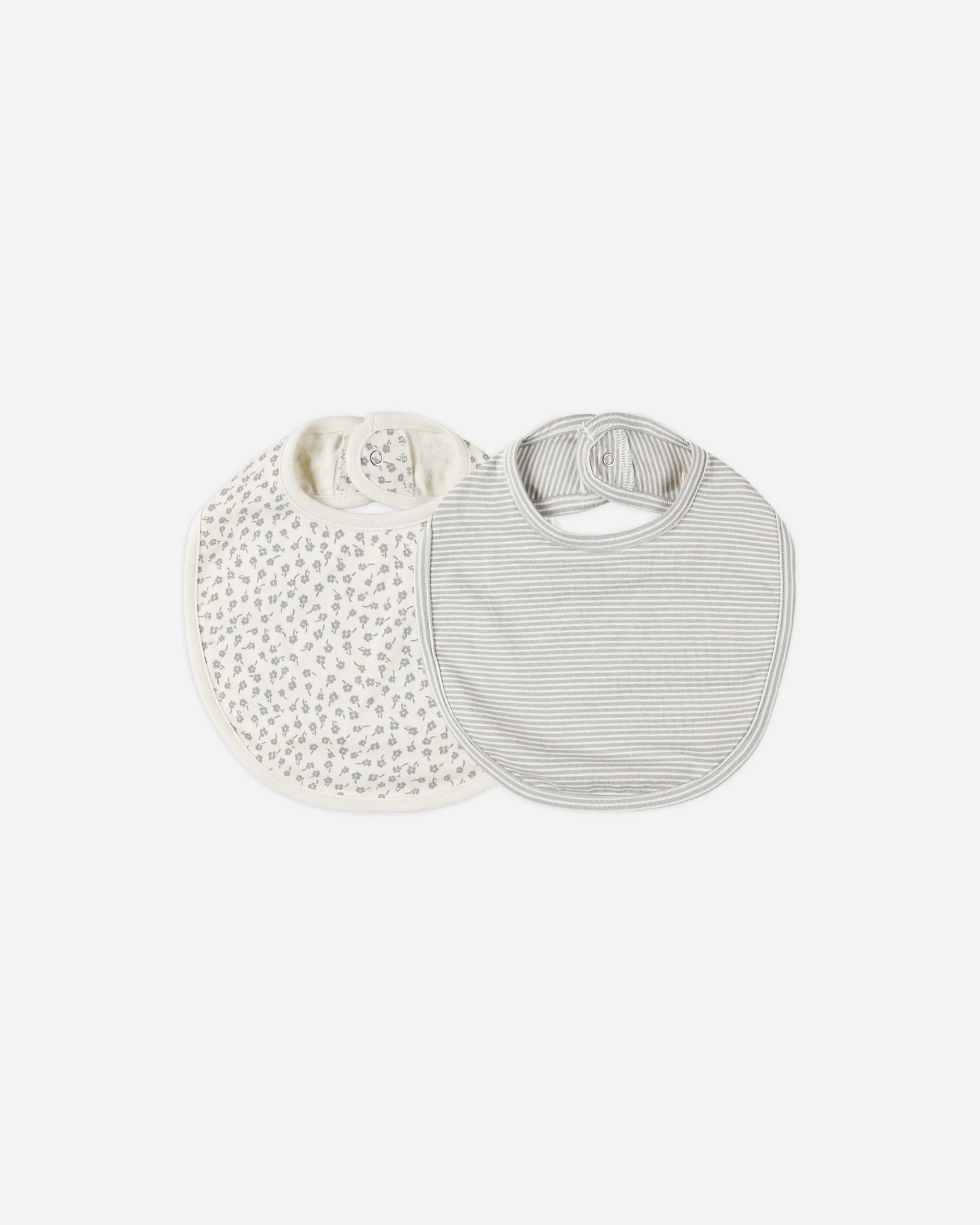 Jersey Snap Bib, 2 Pack in Scatter, Blue Micro Stripe by QUINCY MAE