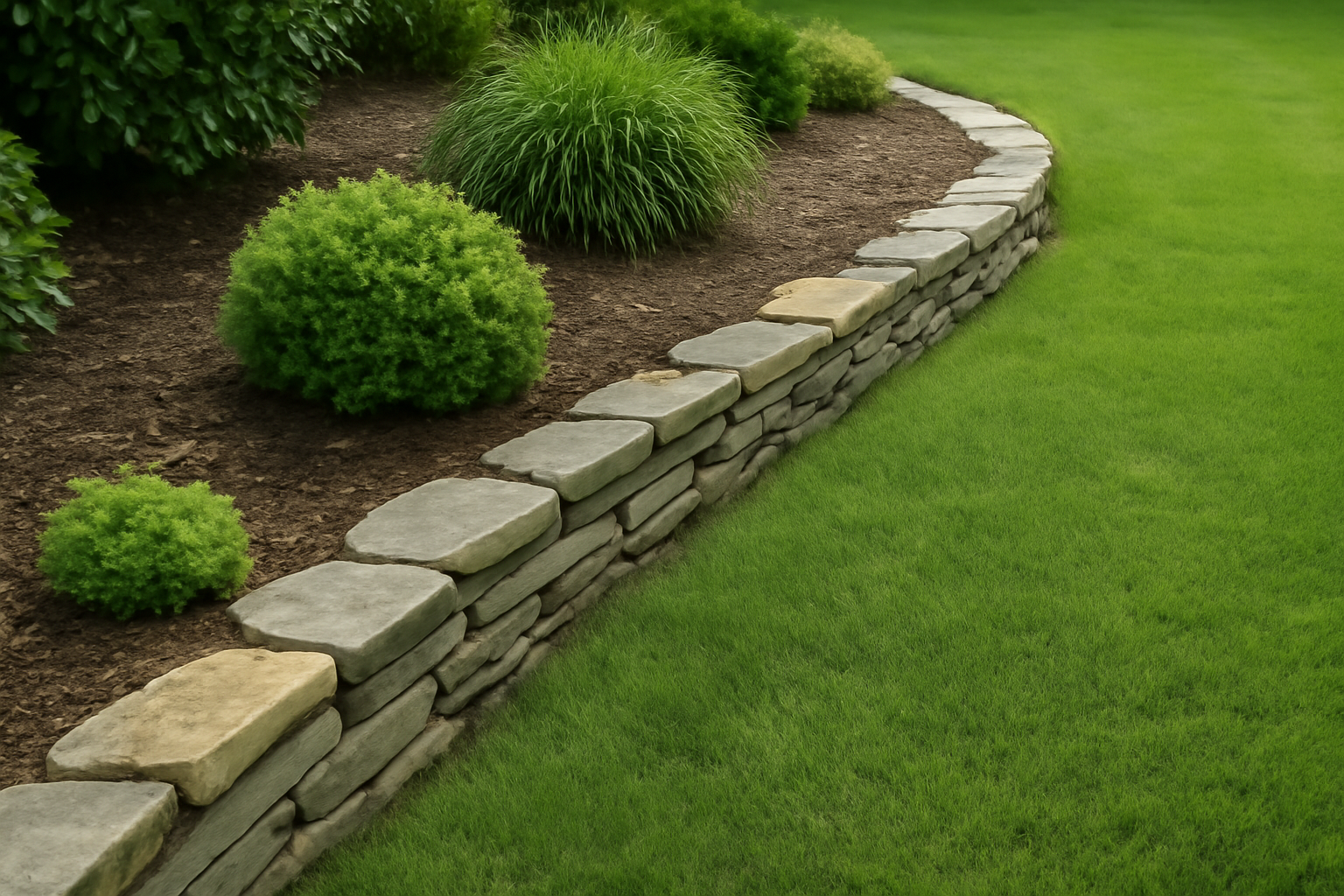 Border created with stones for plants