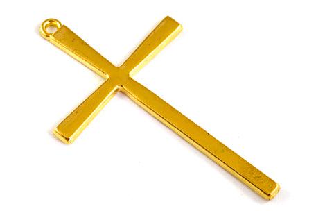 Pendentif 'croix' en métal couleur doré antique de 36x61 mm, 2 pcs