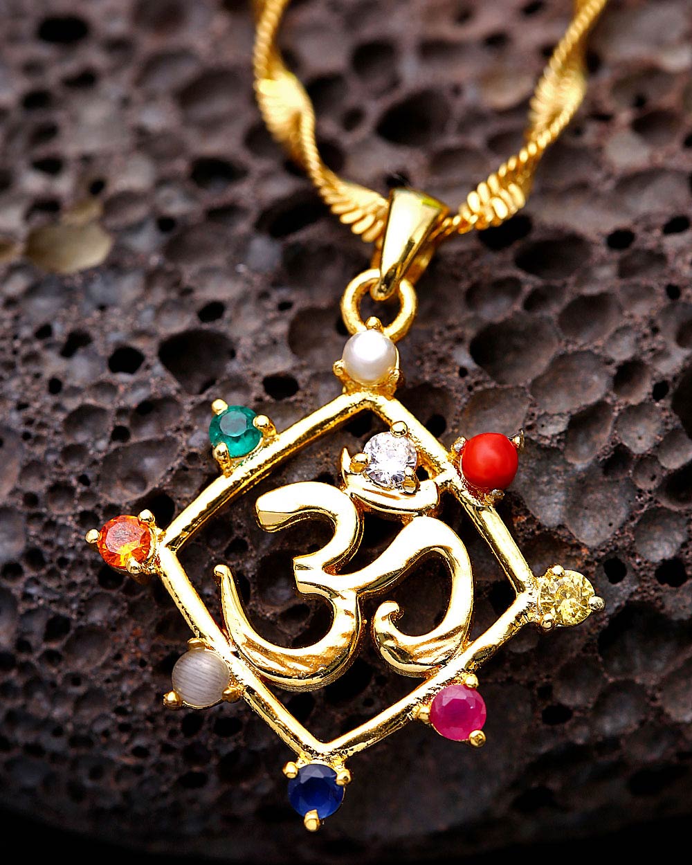 OM Navratan Pendant