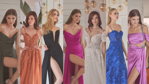 special occasion dress models with different colours in one picture