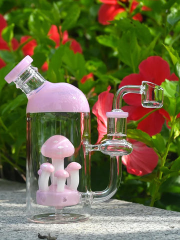 Pink Mushroom Perc Glass Dab Rig