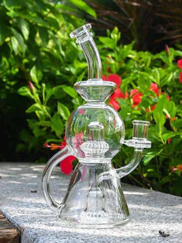 Unique Double Recycler Glass Bong