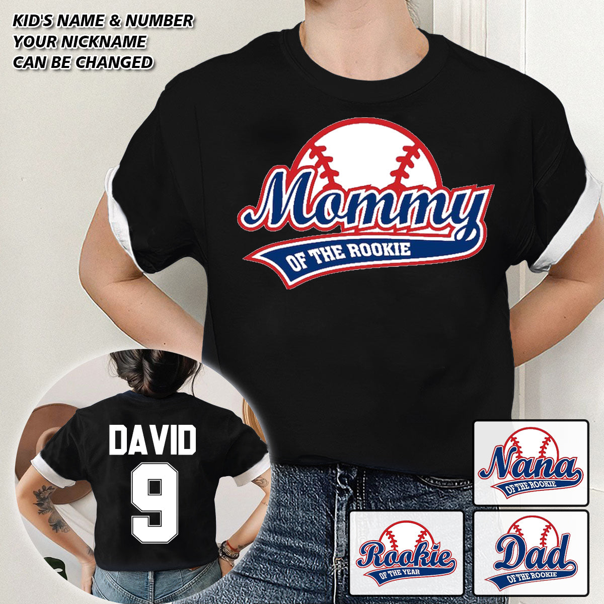 Personalized Baseball Mom Kid's Name T-Shirt