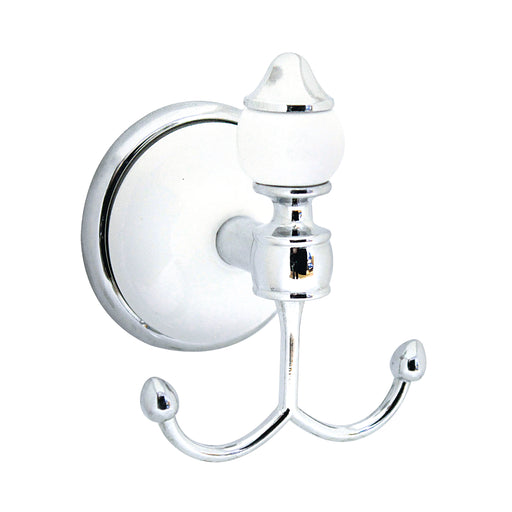 Double Robe & Towel Hook - Arora Series - White Porcelain & Polished C —  Modona Bathroom