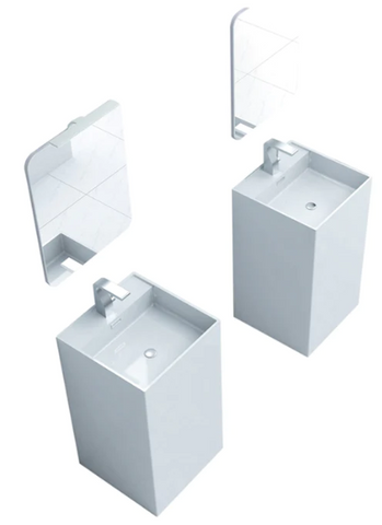 Aquamoon Squadra 18.5” Modern Pedestal Bathroom Sink