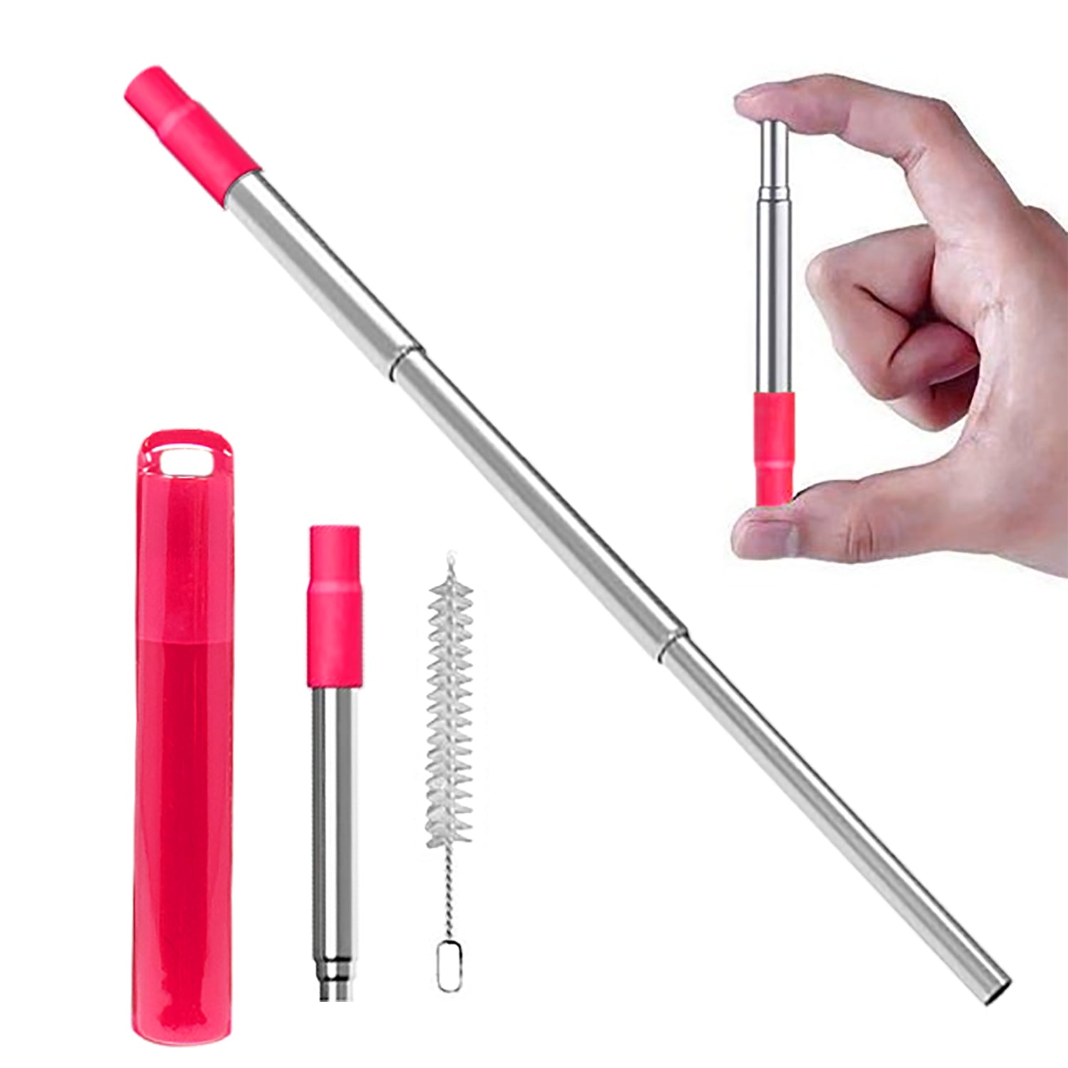 Collapsible Reusable Straws - Red