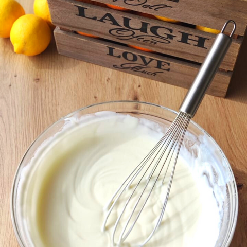 mix, lemons, condensed milk and yogurt