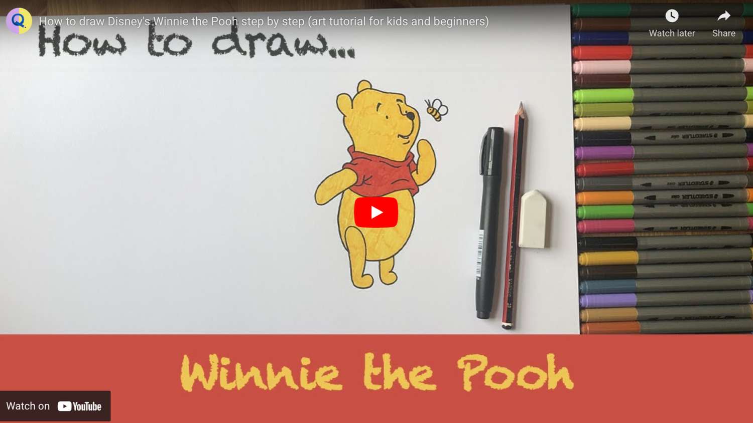 How To Draw Disney's Winnie the Pooh Easily | Quickdraw